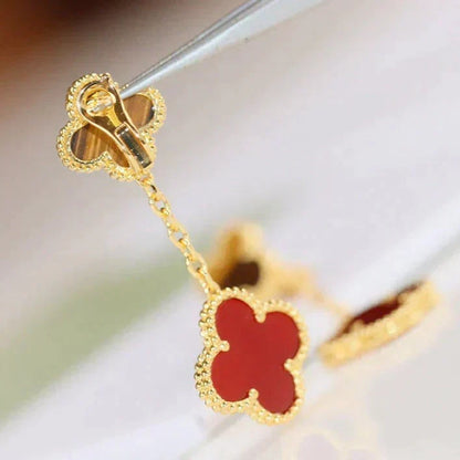 [Plus&Max]CLOVER  2 MOTIF  TIGER EYE CARNELIAN EARRINGS