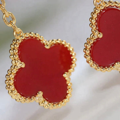 [Plus&Max]CLOVER  2 MOTIF  TIGER EYE CARNELIAN EARRINGS
