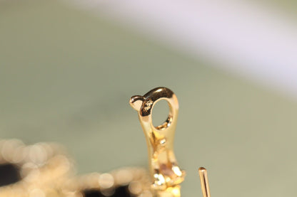 [Plus&Max]CLOVER EARRINGS GOLD ONYX MOP 3 MOTIF