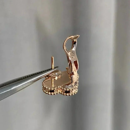 [Plus&Max]CLOVER MEDIUM 1 MOTIFS  PINK MOP DIAMOND EARRINGS