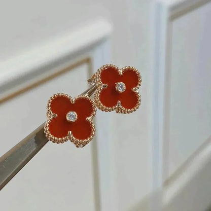 [Plus&Max]CLOVER MEDIUM 1 MOTIFS CARNELIAN  DIAMOND earrings