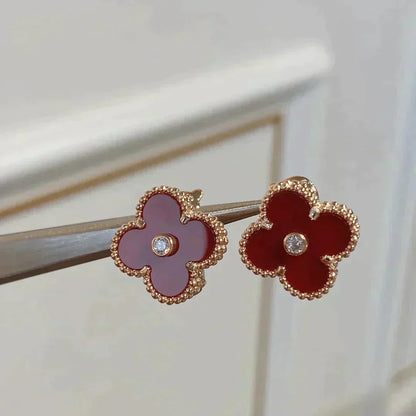 [Plus&Max]CLOVER MEDIUM 1 MOTIFS CARNELIAN  DIAMOND earrings