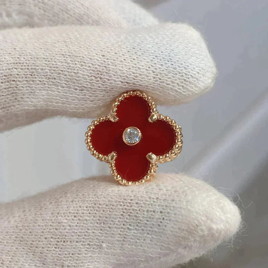 [Plus&Max]CLOVER MEDIUM 1 MOTIFS CARNELIAN  DIAMOND earrings