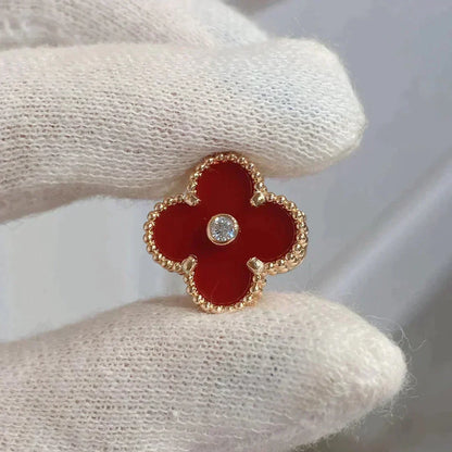 [Plus&Max]CLOVER MEDIUM 1 MOTIFS CARNELIAN  DIAMOND earrings