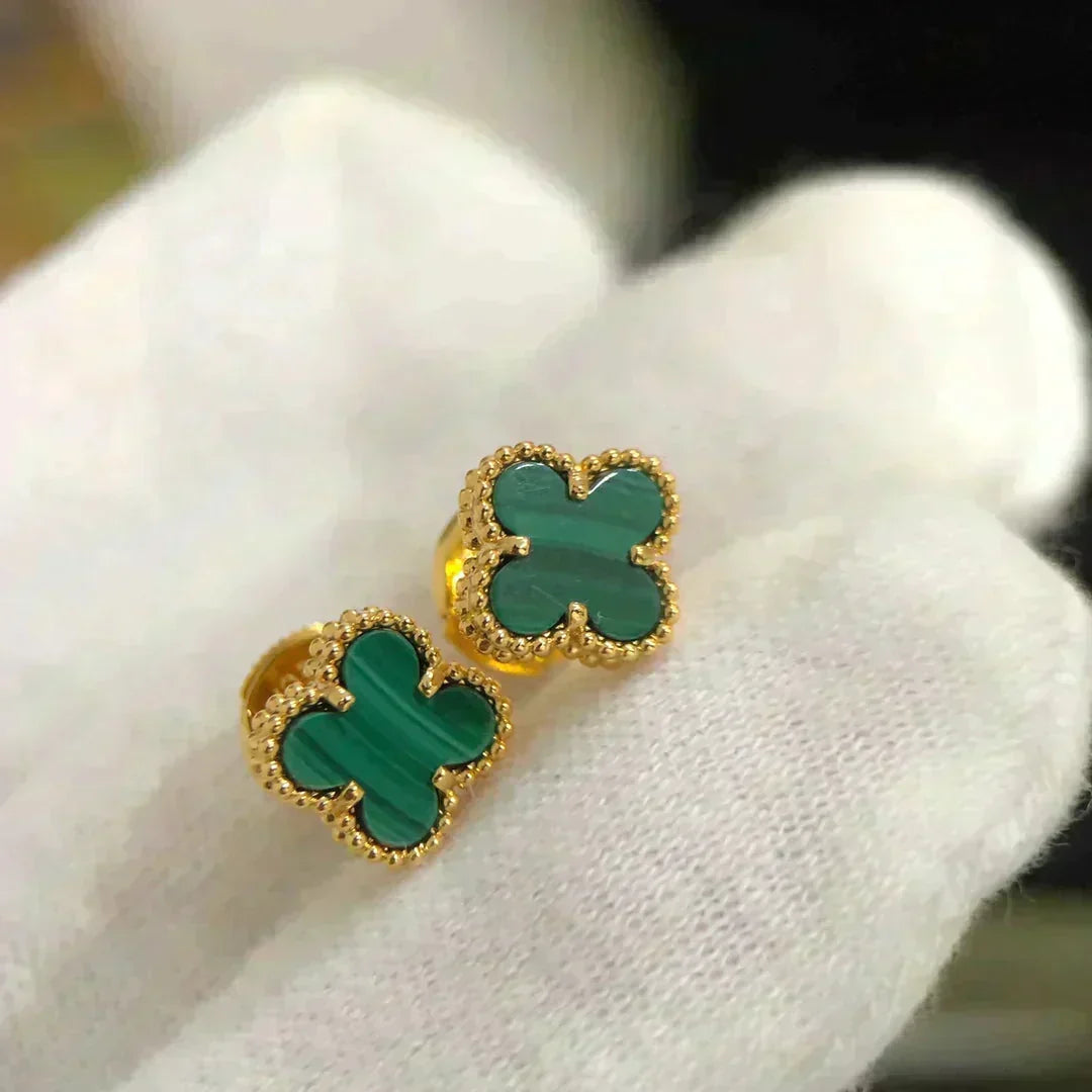 [Plus&Max]CLOVER MINI 9.5MM MALACHITE  EARRINGS