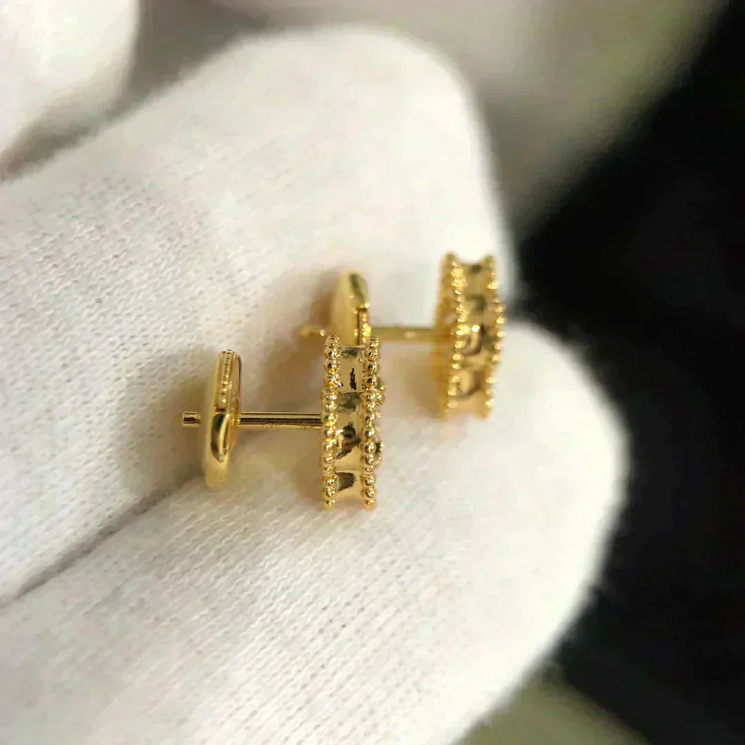 [Plus&Max]CLOVER MINI 9.5MM MALACHITE  EARRINGS
