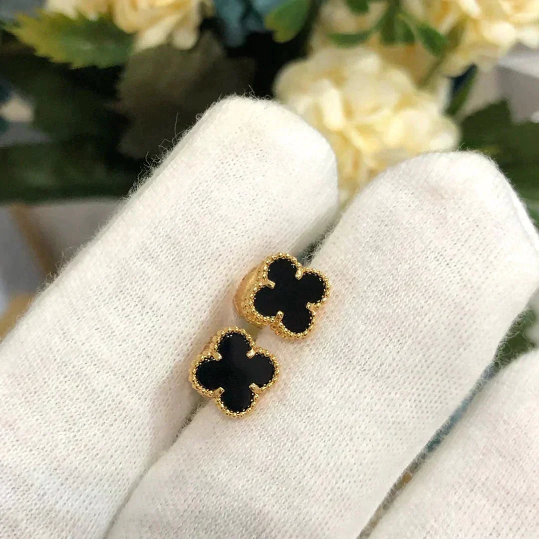 [Plus&Max]CLOVER MINI 9.5MM BLACK MOP EARRINGS