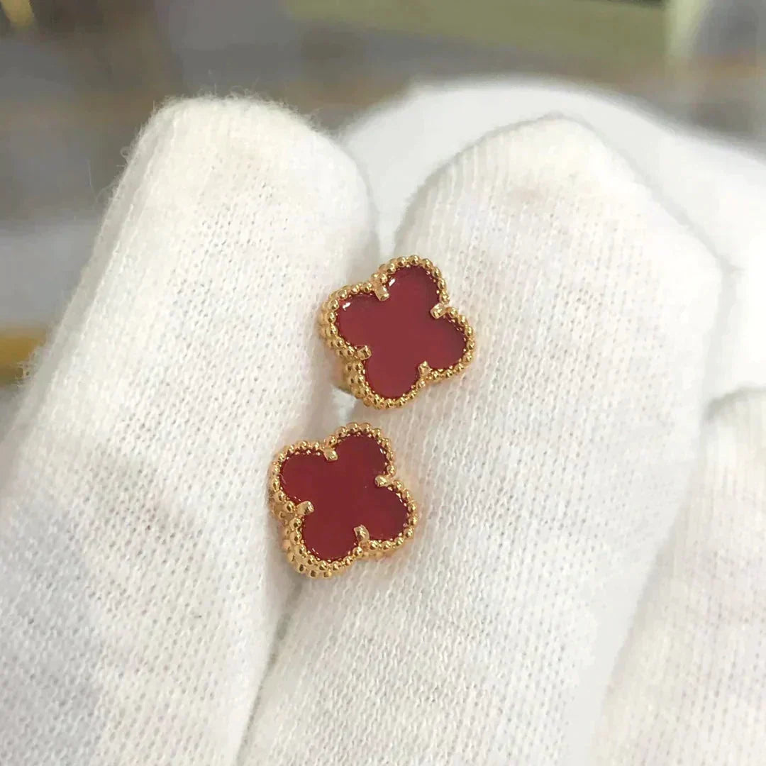 [Plus&Max]CLOVER MINI 9.5MM CARNELIAN EARRINGS
