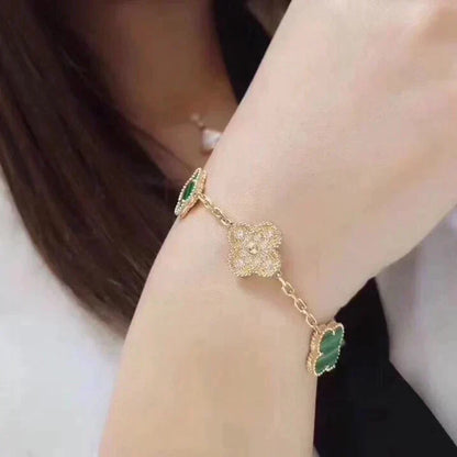 [Plus&Max]LUCKY CLOVER 5-MOTIF BRACELET - MALACHITE COLLECTION