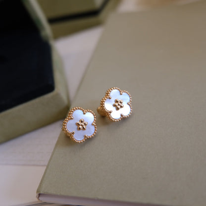 [Plus&Max]LUCKY PINK GOLD WHITE MOP EARRINGS