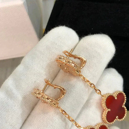 [Plus&Max]CLOVER 2 MOTIF  LASER CARNELIAN EARRINGS