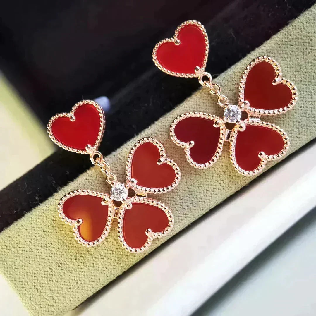 [Plus&Max]SWEET CLOVER CARNELIAN EARRINGS