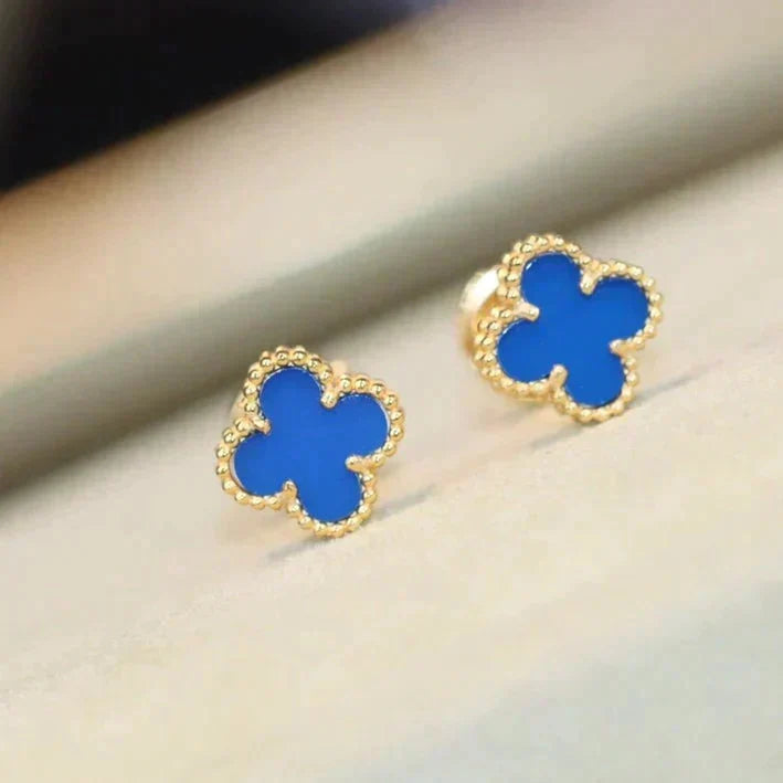 [Plus&Max]CLOVER MINI 9.5MM BLUE AGATE EARRINGS