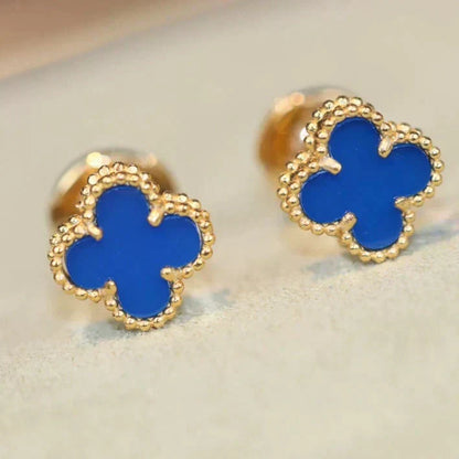 [Plus&Max]CLOVER MINI 9.5MM BLUE AGATE EARRINGS