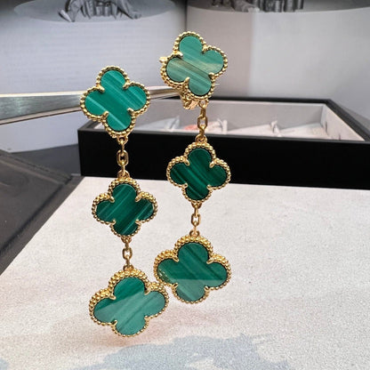 [Plus&Max]CLOVER MALACHITE 3 MOTIFS GOLD