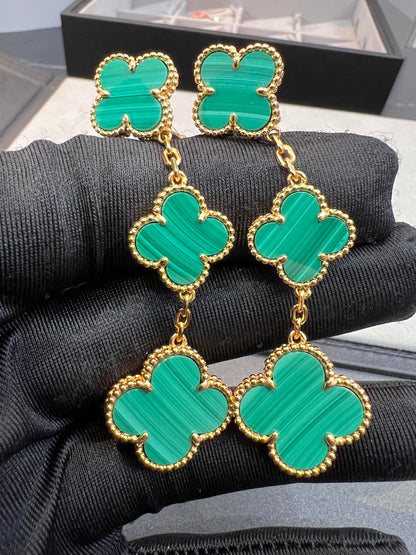 [Plus&Max]CLOVER MALACHITE 3 MOTIFS GOLD