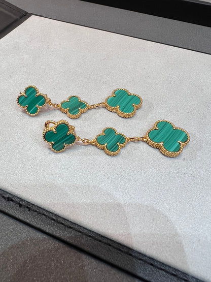 [Plus&Max]CLOVER MALACHITE 3 MOTIFS GOLD