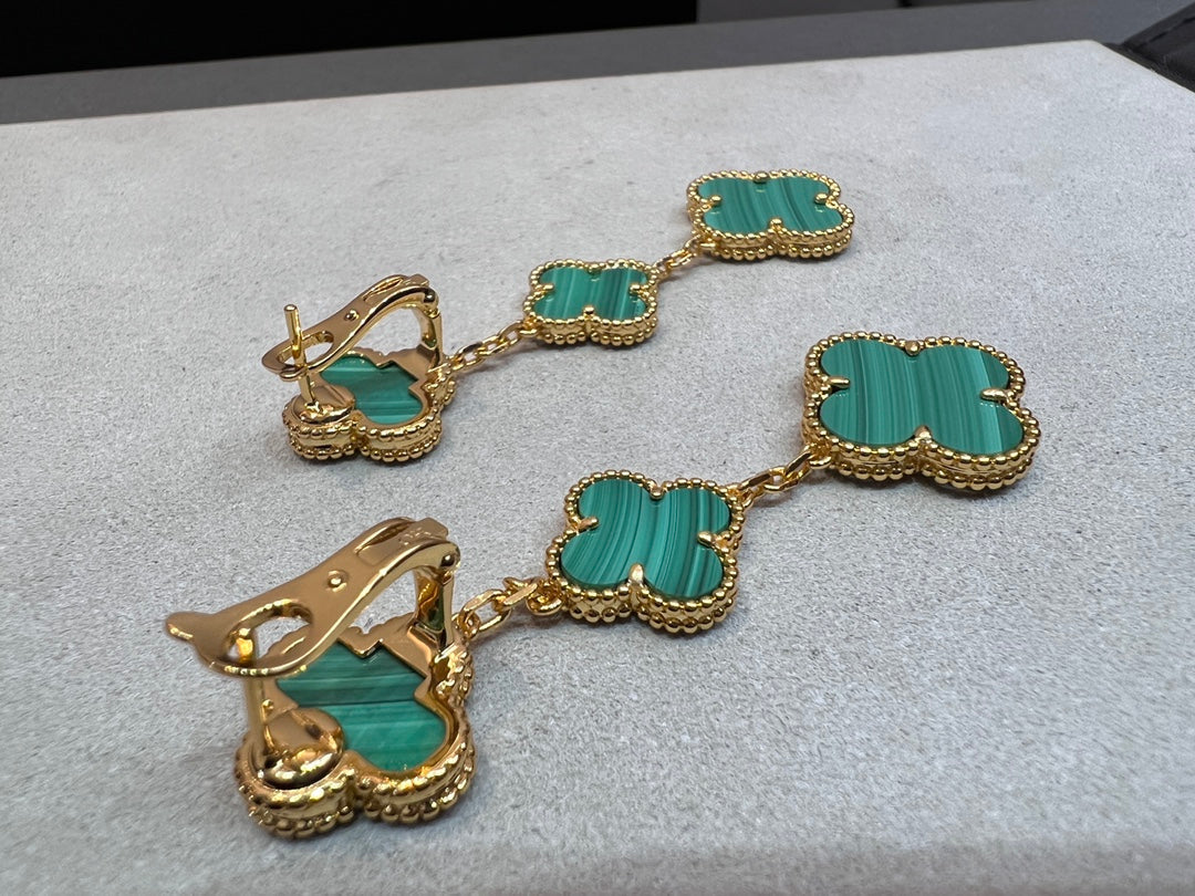 [Plus&Max]CLOVER MALACHITE 3 MOTIFS GOLD