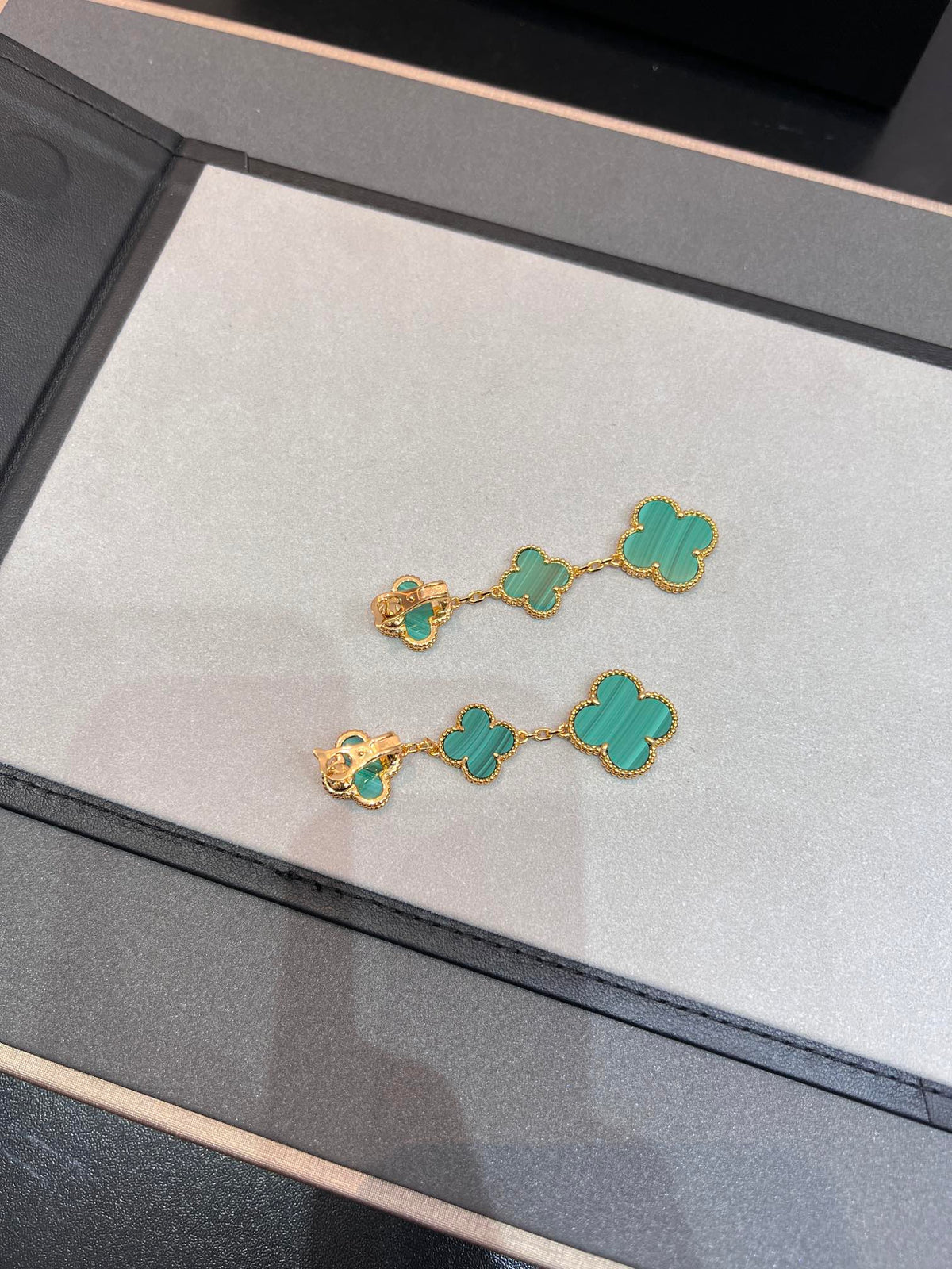 [Plus&Max]CLOVER MALACHITE 3 MOTIFS GOLD