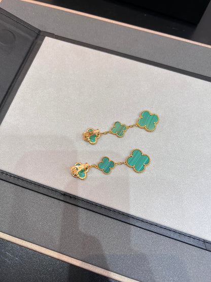 [Plus&Max]CLOVER MALACHITE 3 MOTIFS GOLD