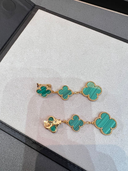 [Plus&Max]CLOVER MALACHITE 3 MOTIFS GOLD
