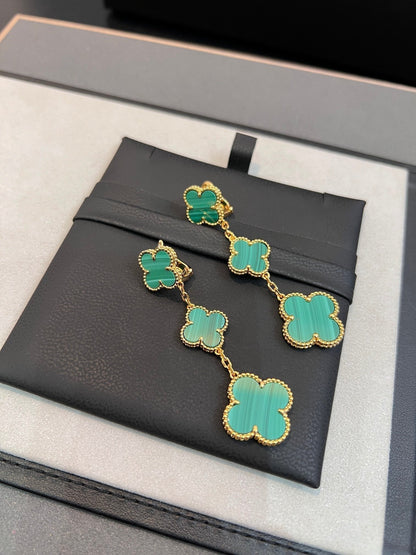 [Plus&Max]CLOVER MALACHITE 3 MOTIFS GOLD