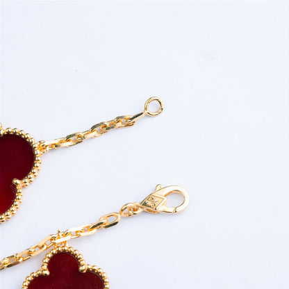 [Plus&Max]CLOVER BRACELET 5 MOTIFS CARNELIAN TIGER EYE