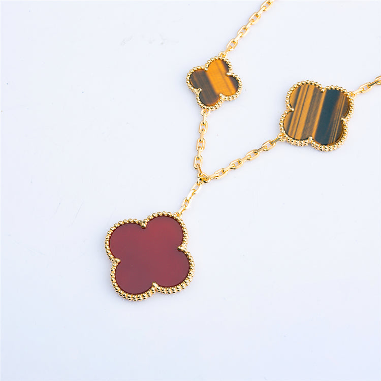 [Plus&Max]CLOVER BRACELET 5 MOTIFS CARNELIAN TIGER EYE