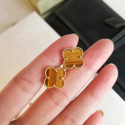 [Plus&Max]CLOVER MEDIUM 1 MOTIFS TIGER EYE EARRINGS