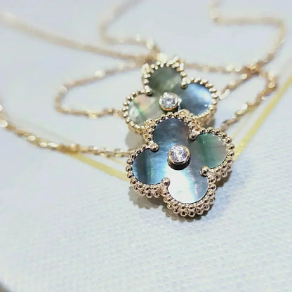 [Plus&Max]CLOVER 15MM DIAMOND AND MOTHER-OF-GREY NECKLACE