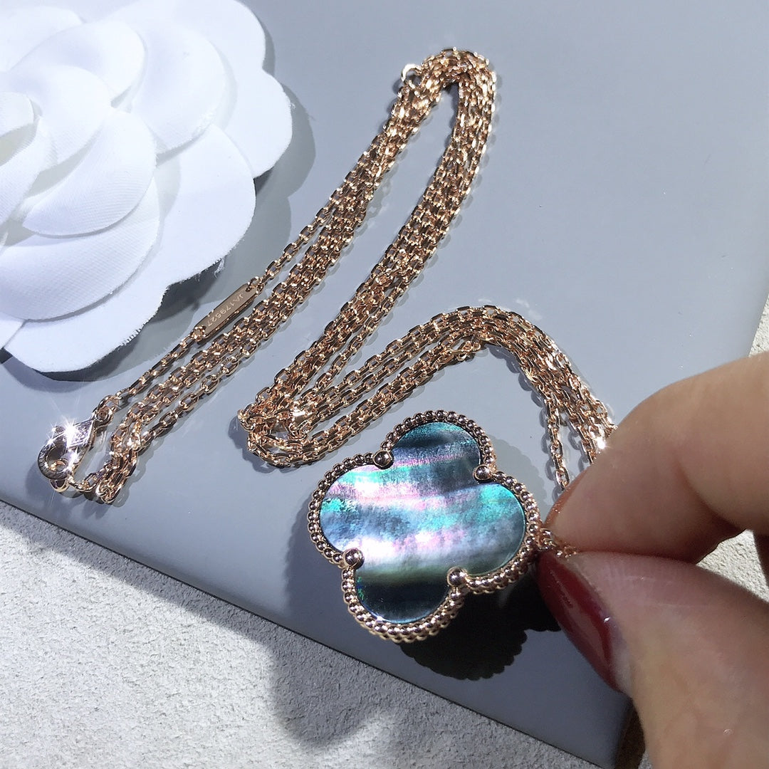 [Plus&Max]CLOVER 25MM GOLD DARK MOP BIG CLOVER NECKLACE