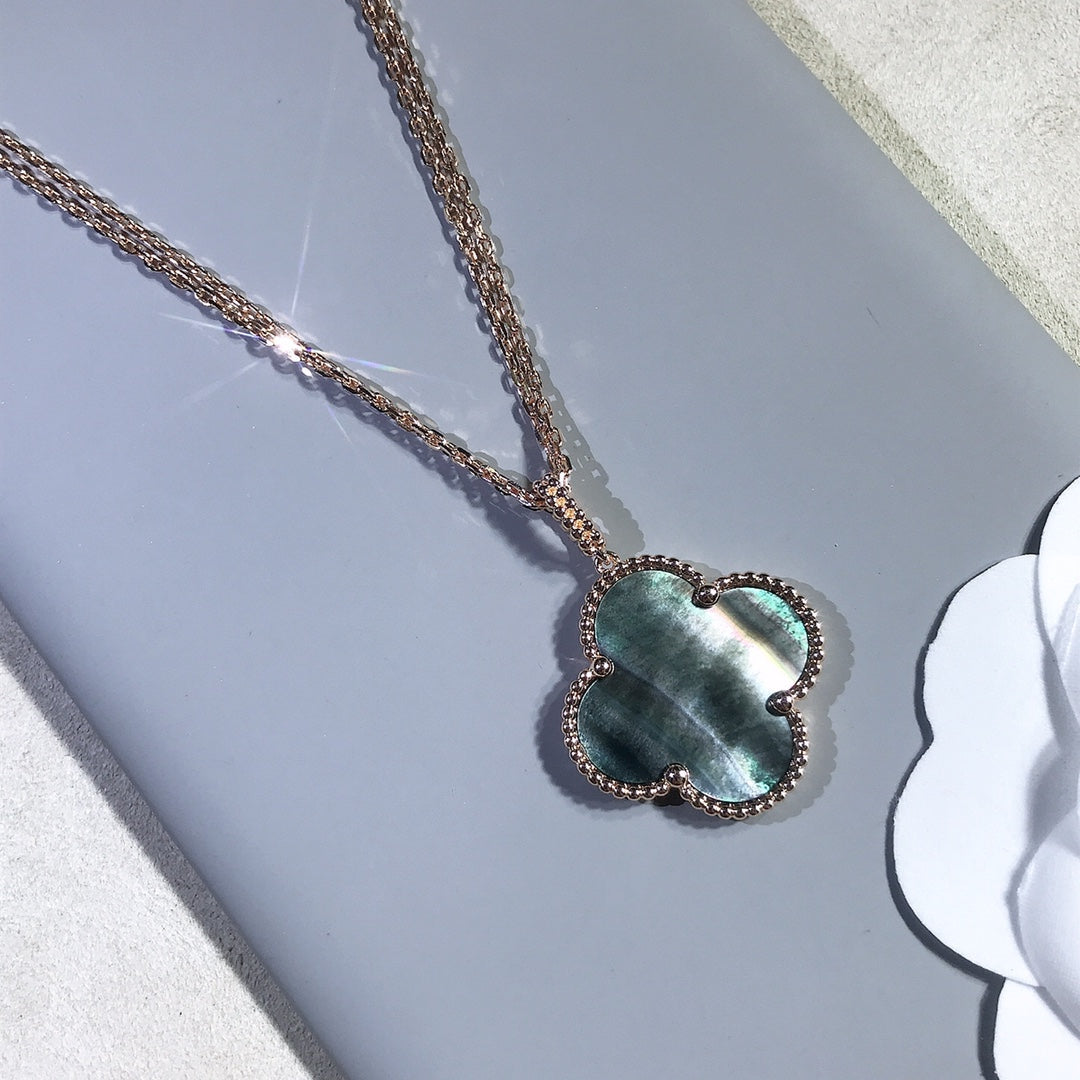 [Plus&Max]CLOVER 25MM GOLD DARK MOP BIG CLOVER NECKLACE