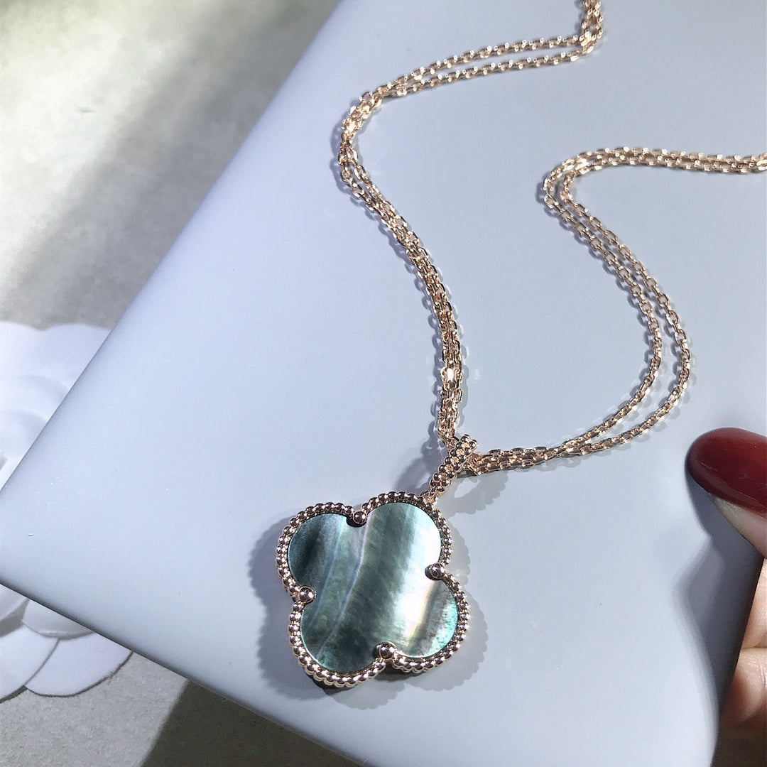 [Plus&Max]CLOVER 25MM GOLD DARK MOP BIG CLOVER NECKLACE