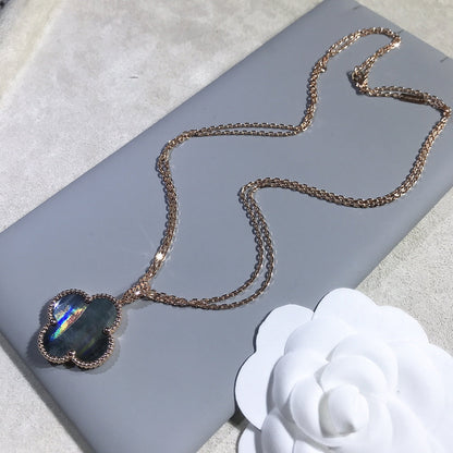 [Plus&Max]CLOVER 25MM GOLD DARK MOP BIG CLOVER NECKLACE