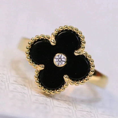 [Plus&Max]CLOVER ONYX RING GOLD DIAMOND