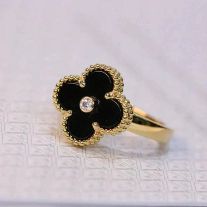 [Plus&Max]CLOVER ONYX RING GOLD DIAMOND