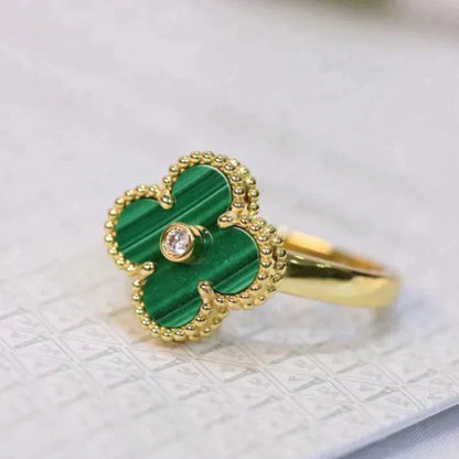 [Plus&Max]CLOVER MALACHITE RING GOLD DIAMOND