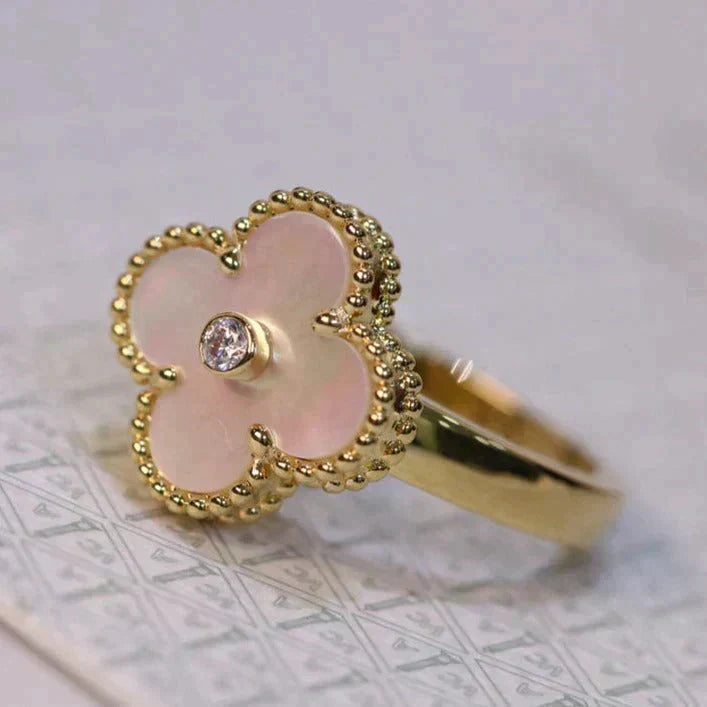 [Plus&Max]CLOVER PINK MOP RING GOLD DIAMOND