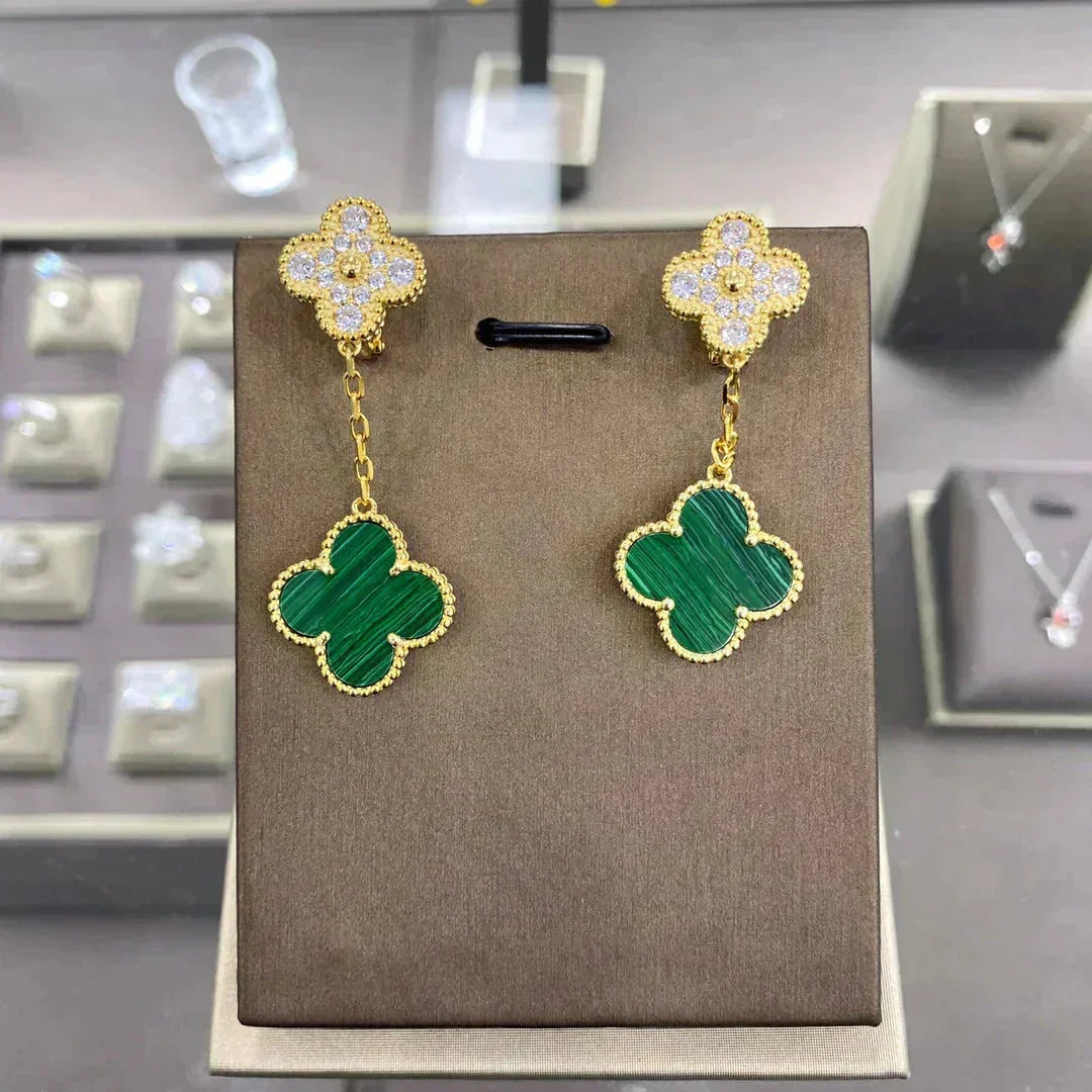 [Plus&Max]CLOVER  2 MOTIFS  DIAMOND  EARRINGS (MULTIPLE CHOICESç´