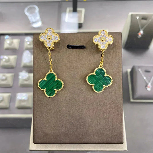 [Plus&Max]CLOVER  2 MOTIFS  DIAMOND  EARRINGS (MULTIPLE CHOICESç´