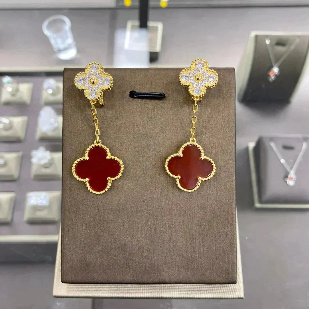 [Plus&Max]CLOVER  2 MOTIFS  DIAMOND  EARRINGS (MULTIPLE CHOICESç´