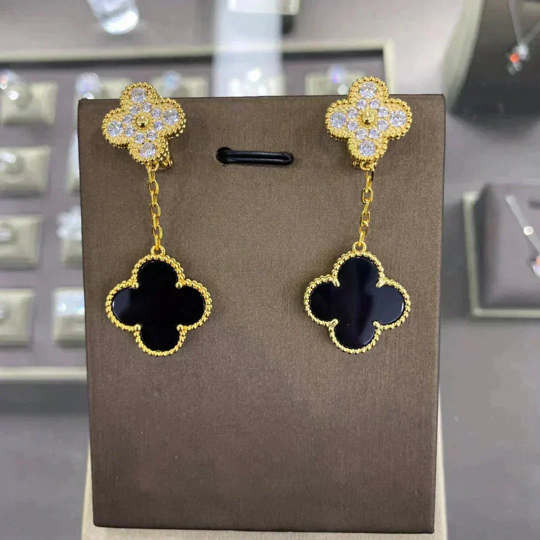 [Plus&Max]CLOVER  2 MOTIFS  DIAMOND  EARRINGS (MULTIPLE CHOICESç´