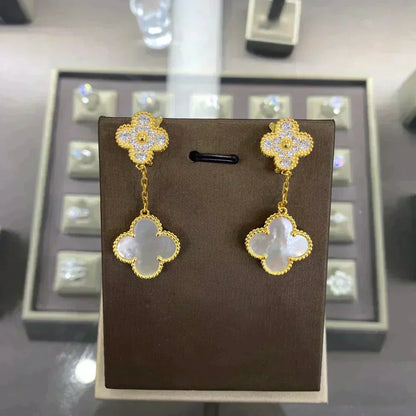[Plus&Max]CLOVER  2 MOTIFS  DIAMOND  EARRINGS (MULTIPLE CHOICESç´