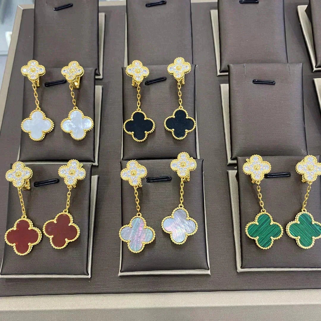 [Plus&Max]CLOVER  2 MOTIFS  DIAMOND  EARRINGS (MULTIPLE CHOICESç´