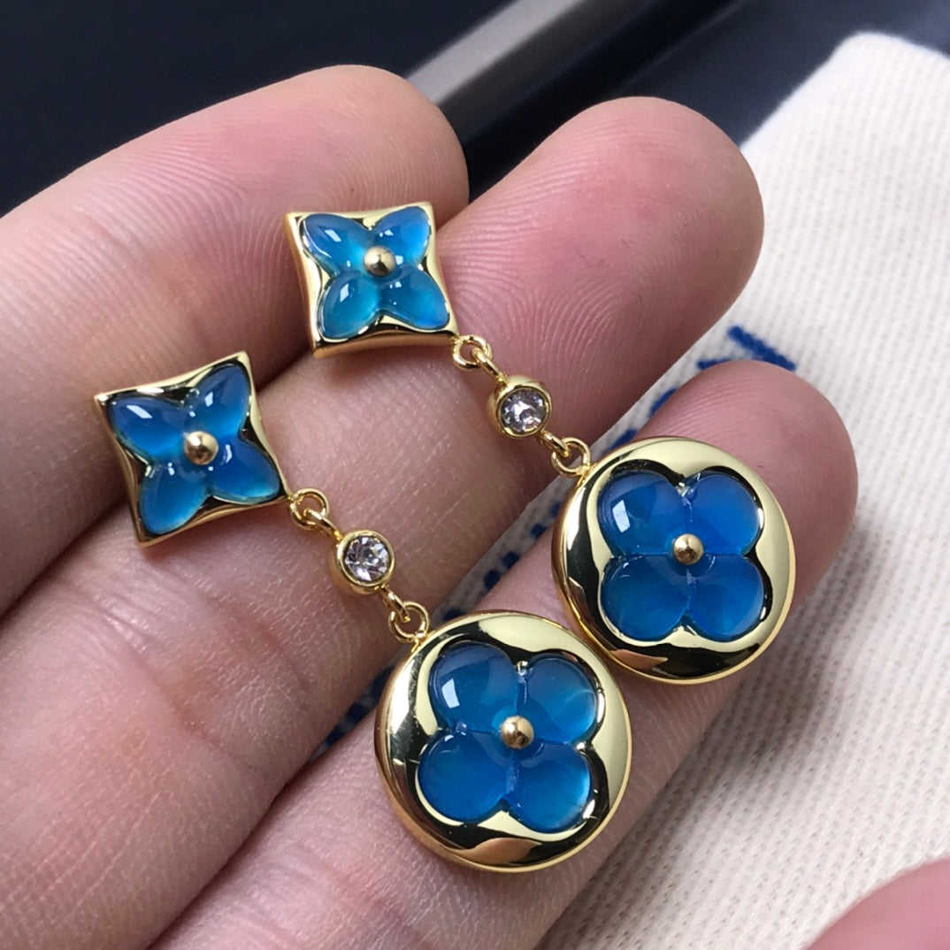[Plus&Max]STAR AND SUN AGATE DIAMOND EARRINGS