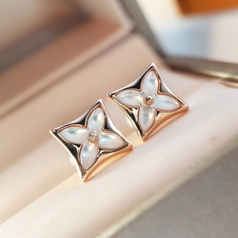 [Plus&Max]STAR MOP PINK GOLD EARRINGS