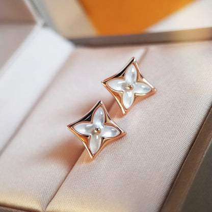 [Plus&Max]STAR MOP PINK GOLD EARRINGS