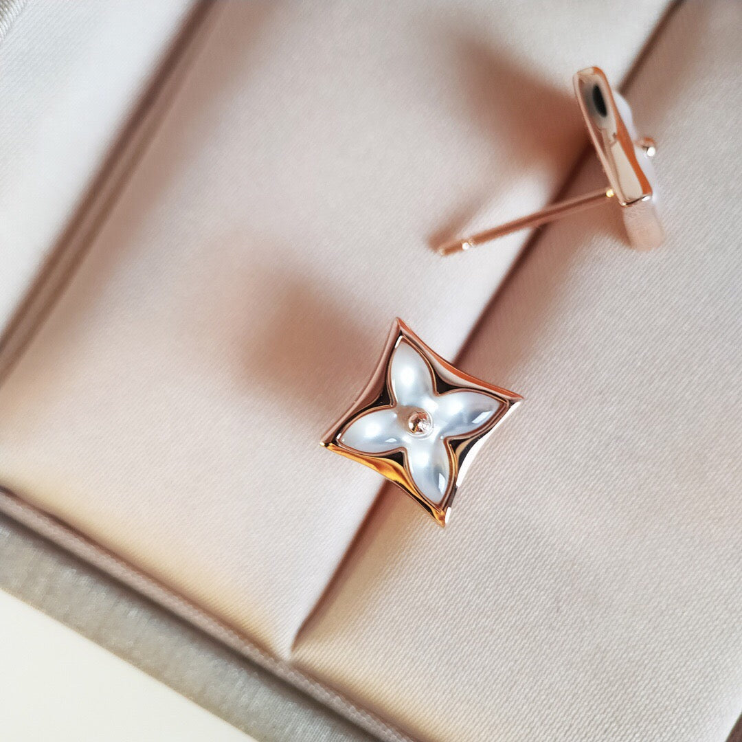 [Plus&Max]STAR MOP PINK GOLD EARRINGS