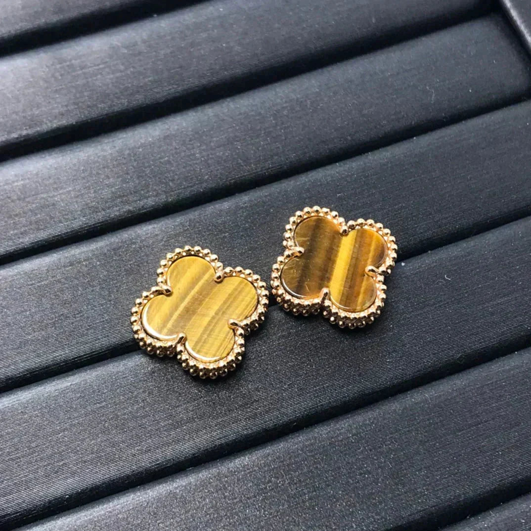 [Plus&Max]CLOVER MEDIUM 1 MOTIFS TIGER EYE EARRINGS