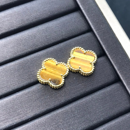 [Plus&Max]CLOVER MEDIUM 1 MOTIFS TIGER EYE EARRINGS
